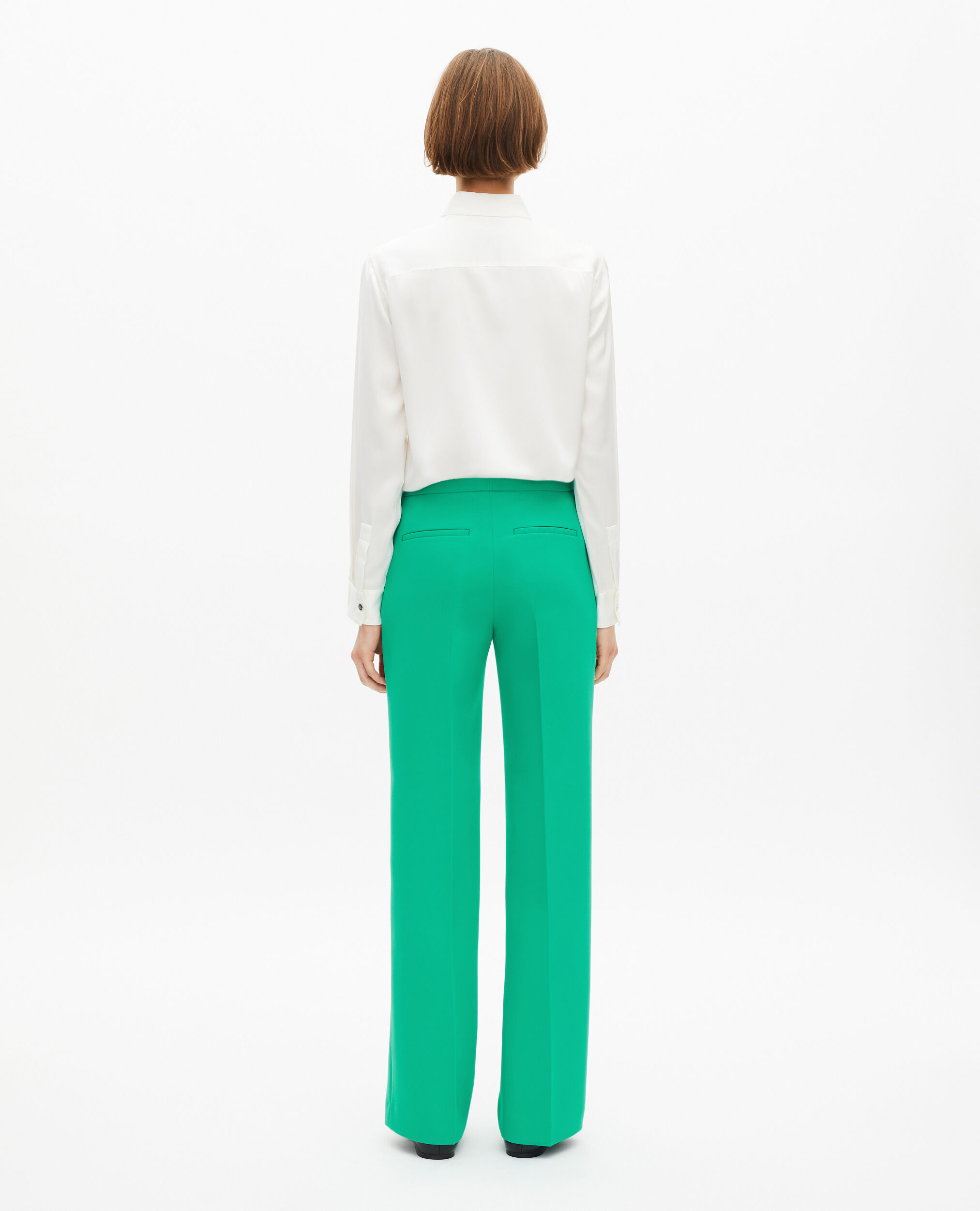 Pantalon tailleur vert en crêpe, GREEN, hi-res image number null