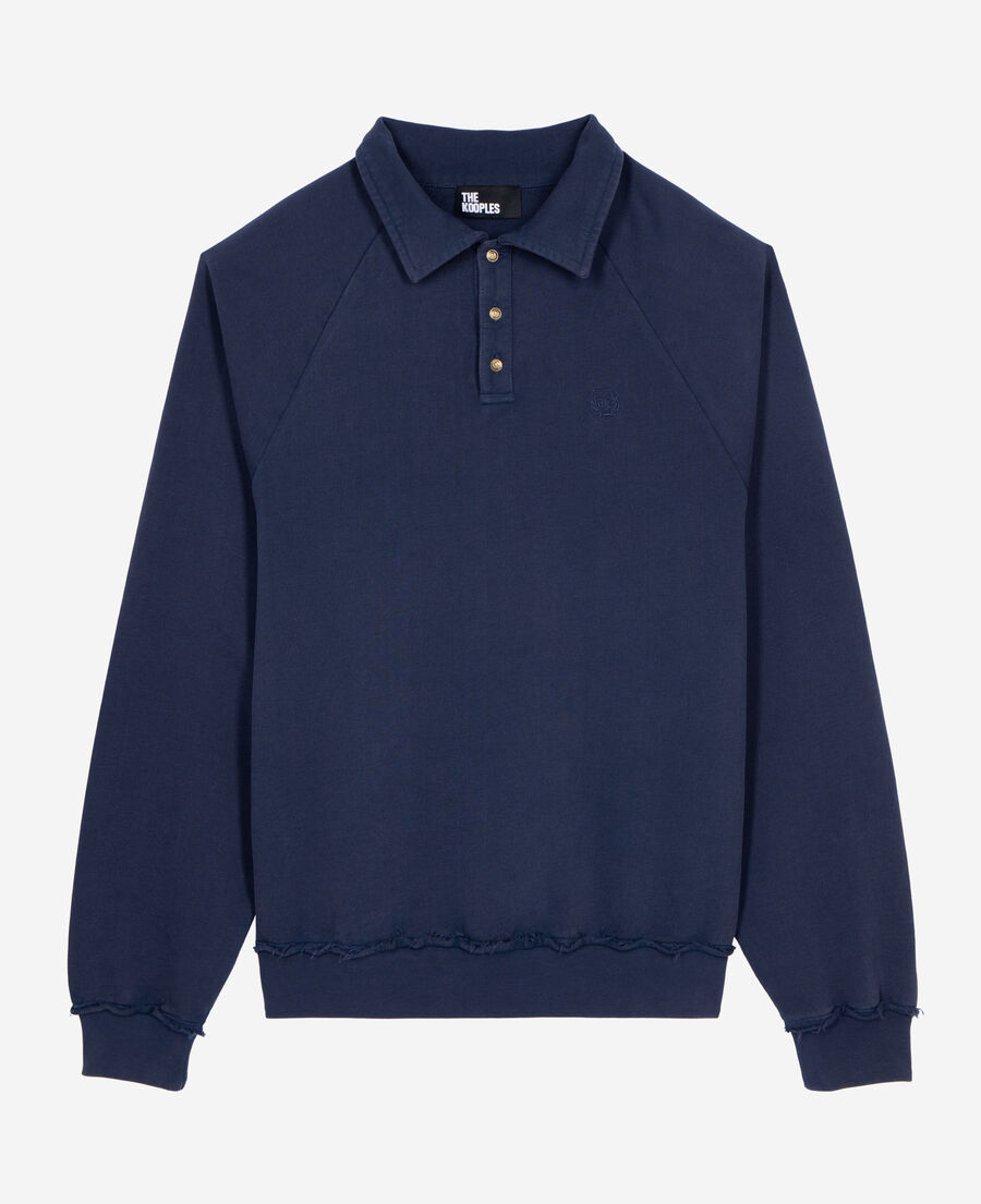 The Kooples MEN DARK NAVY navy blue polo neck sweatshirt