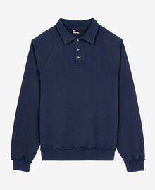 The Kooples HOMME DARK NAVY sweatshirt avec col polo bleu marine