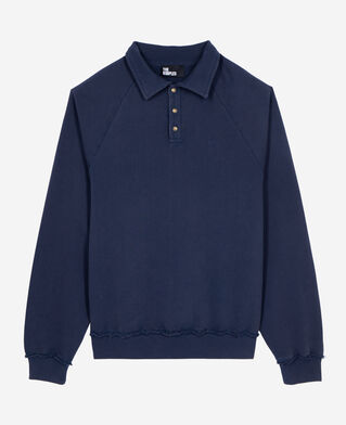 The Kooples MEN DARK NAVY navy blue polo neck sweatshirt