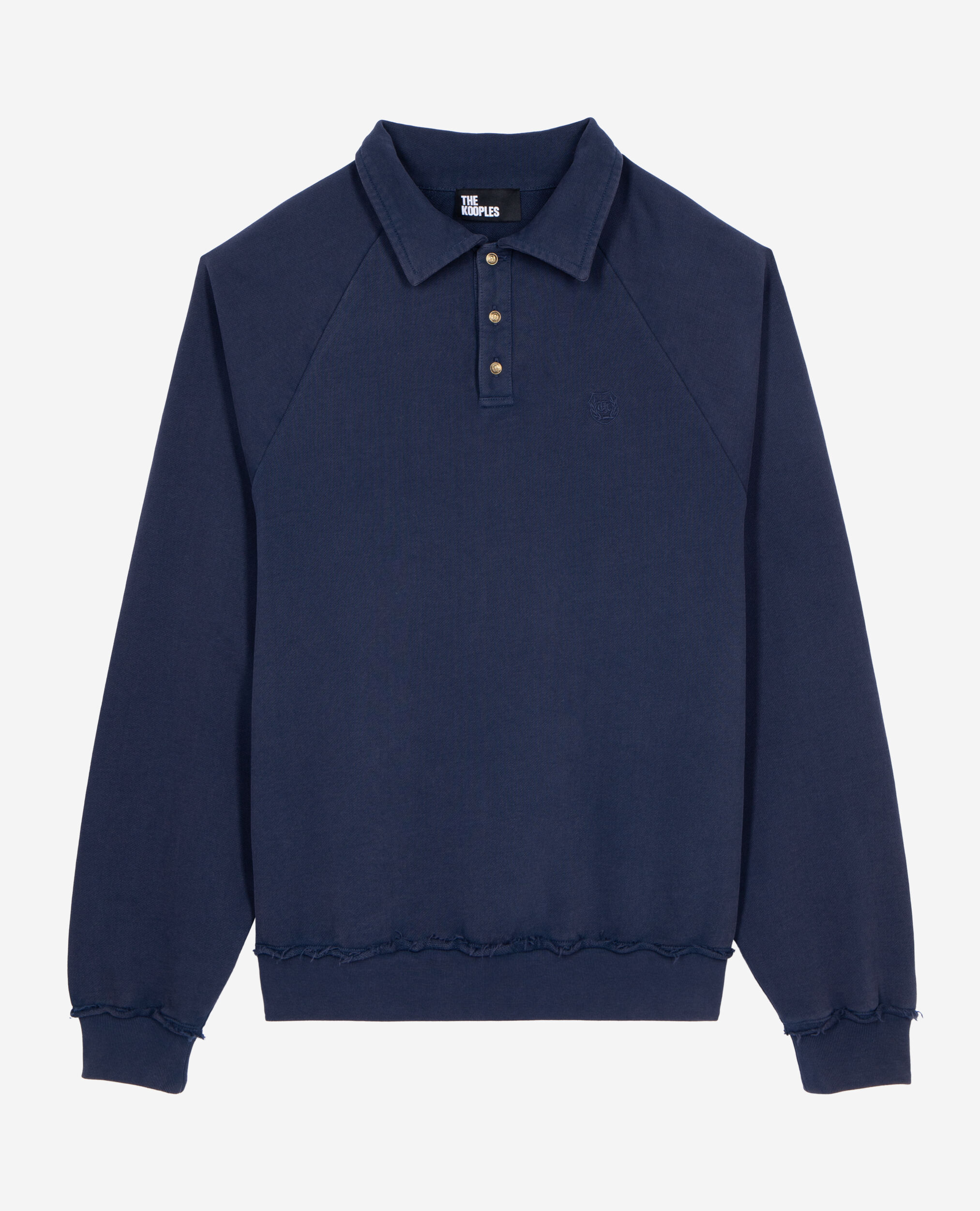 Sweatshirt avec col polo bleu marine, DARK NAVY, hi-res image number null