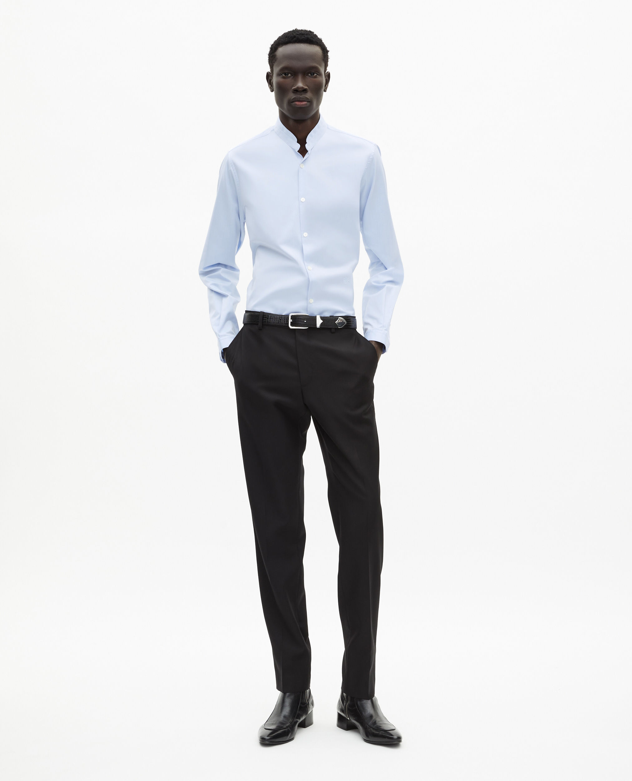 Chemise col officier bleue, LIGHT BLUE, hi-res image number null