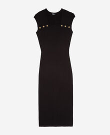 The Kooples FEMME BLACK robe longue en maille côtelée noire