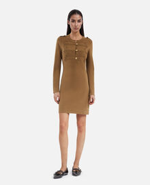 The Kooples FEMME KAKI robe courte style officier en maille kaki