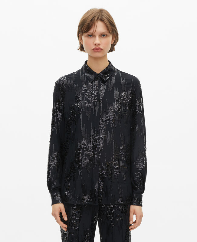 The Kooples FEMME BLACK chemise à sequins noire