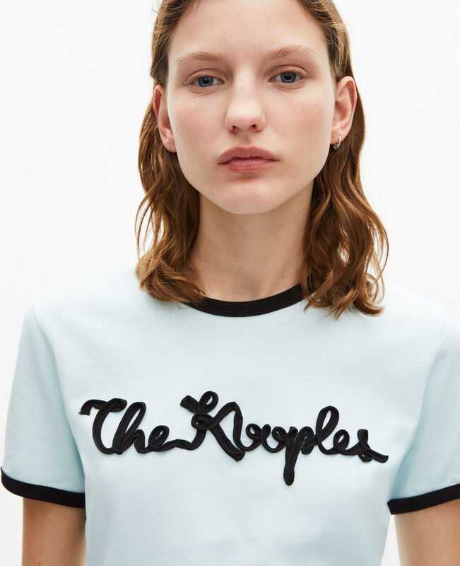 The Kooples FEMME BABY BLUE t-shirt broderie ruban bleu clair