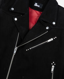 The Kooples HOMME BLACK blouson biker en nubuck noir