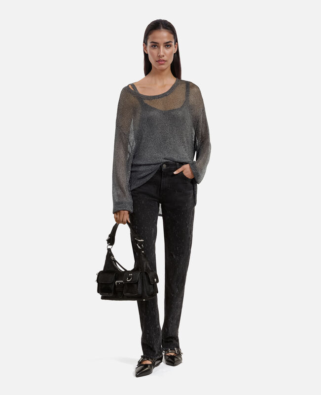 The Kooples FEMME GREY SILVER pull effet cotte de maille gris