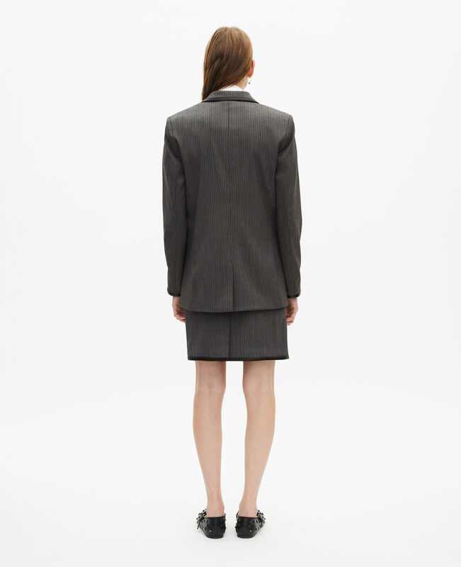 The Kooples FEMME DARK GREY veste à rayures en laine mélangée grise