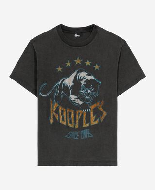 The Kooples WOMEN BLACK WASHED t-shirt with faded black screen print