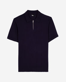 The Kooples HOMME NAVY polo en maille col zippé marine