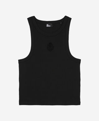 The Kooples WOMEN BLACK tank top with black coat of arms