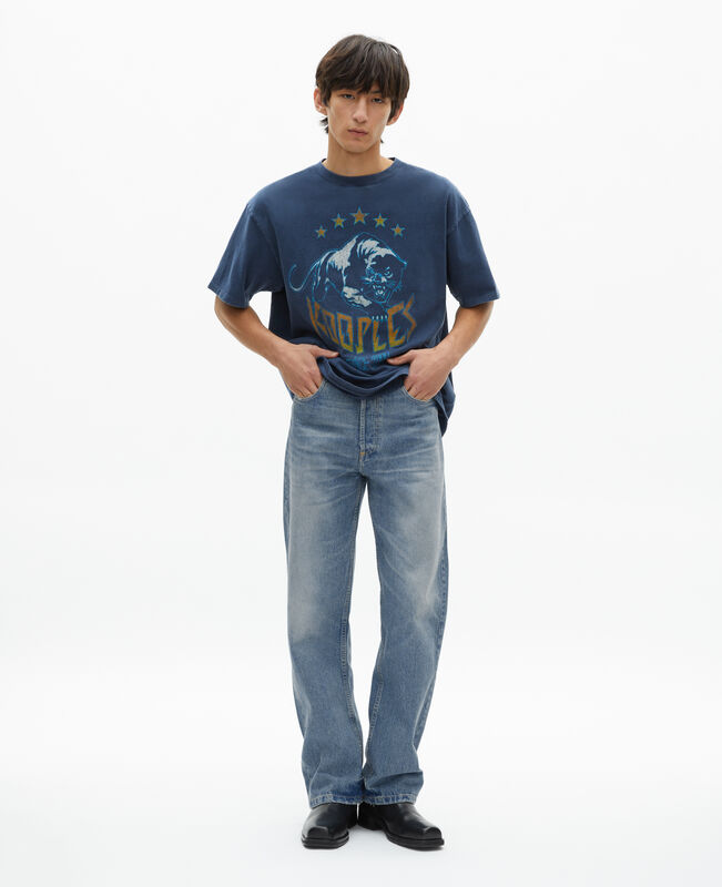 The Kooples HOMME WASHED NAVY t-shirt avec sérigraphie marine