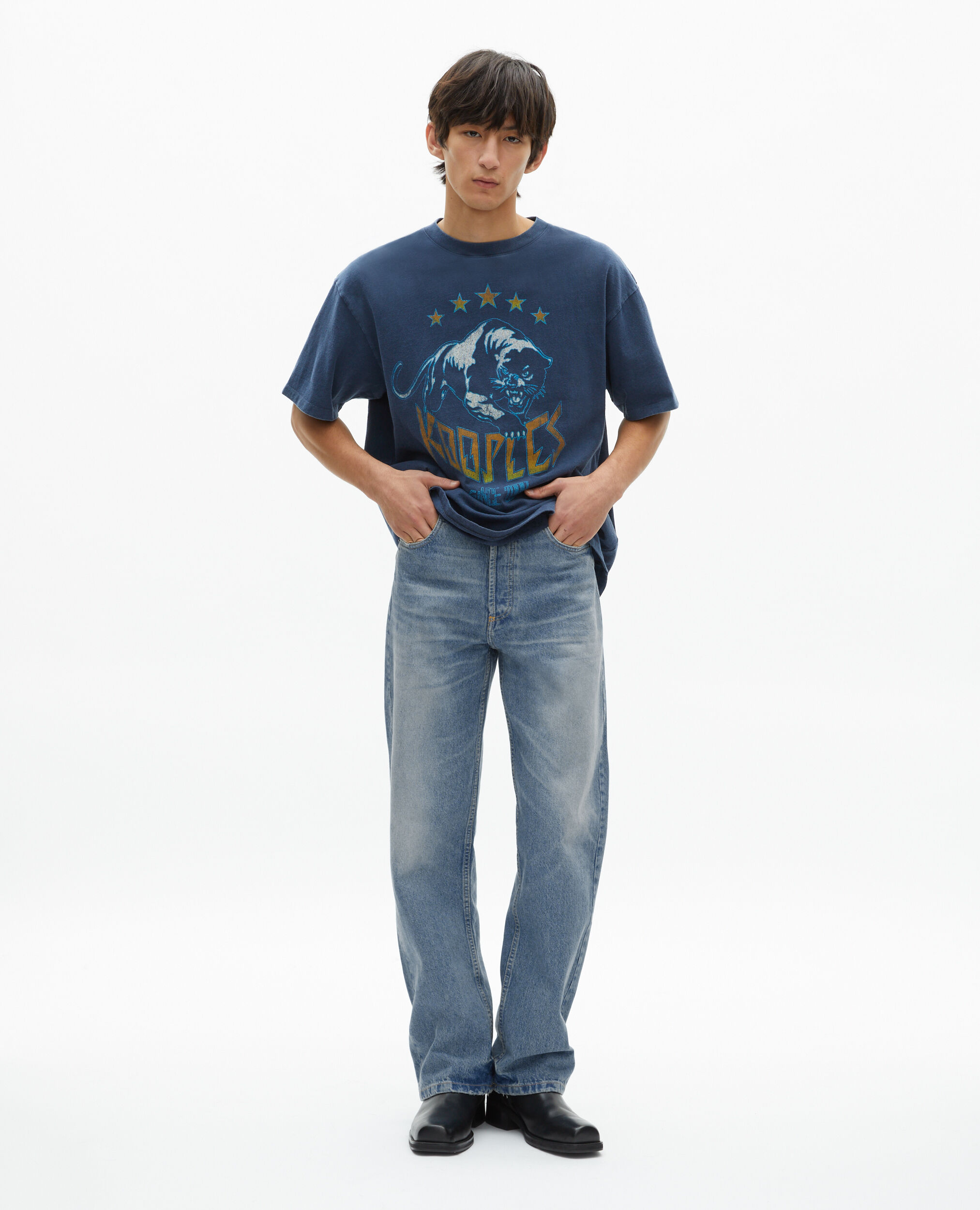 T-shirt avec sérigraphie marine, WASHED NAVY, hi-res image number null