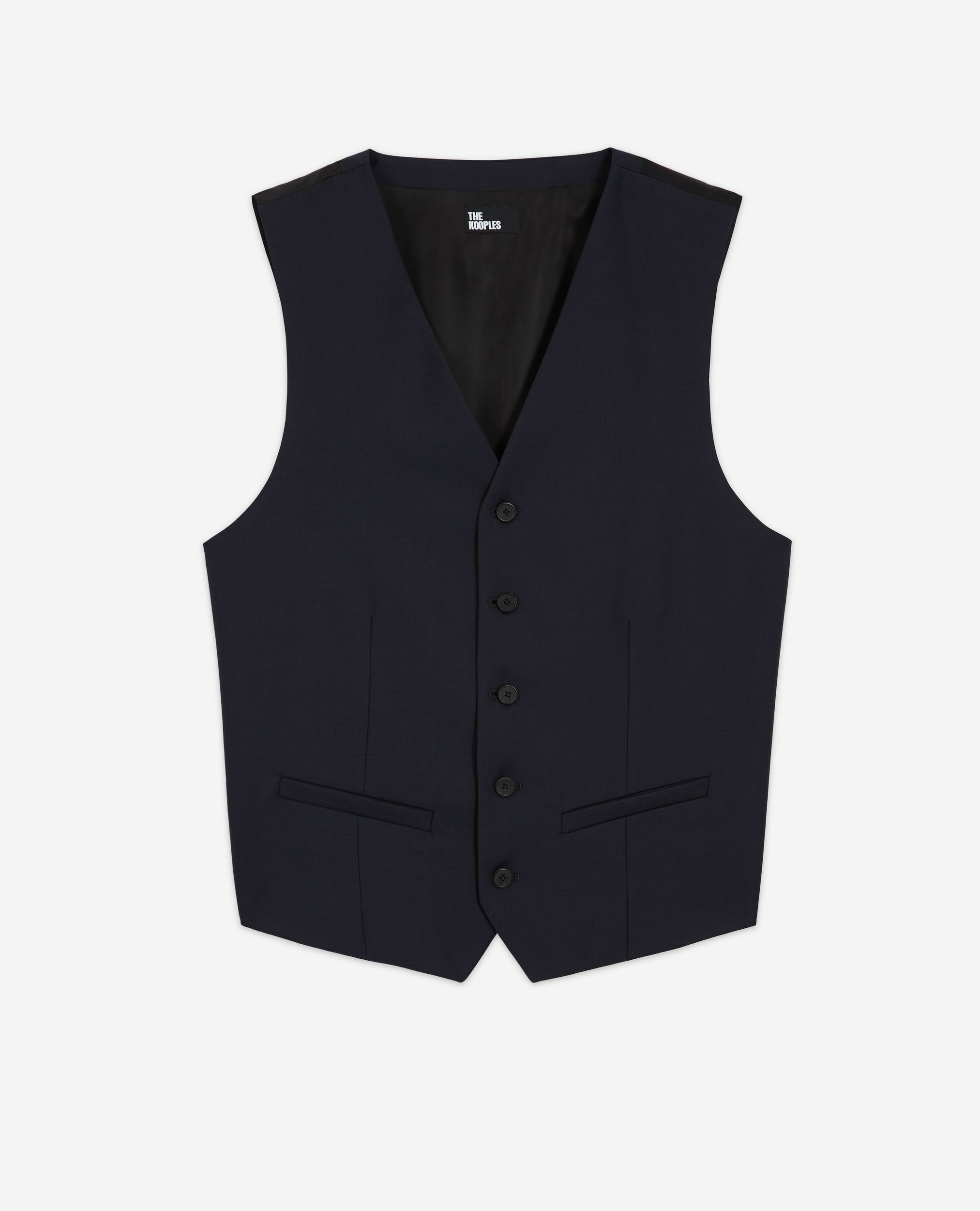 Gilet de costume en laine bleu marine, DARK NAVY, hi-res image number null
