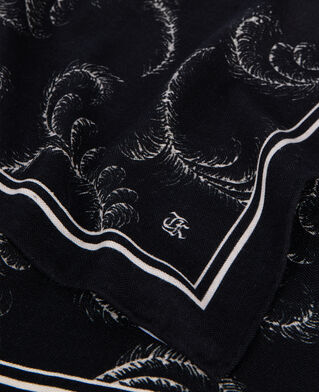 The Kooples DAMEN BLACK WHITE bedrucktes halstuch aus wolle und seide schwarz