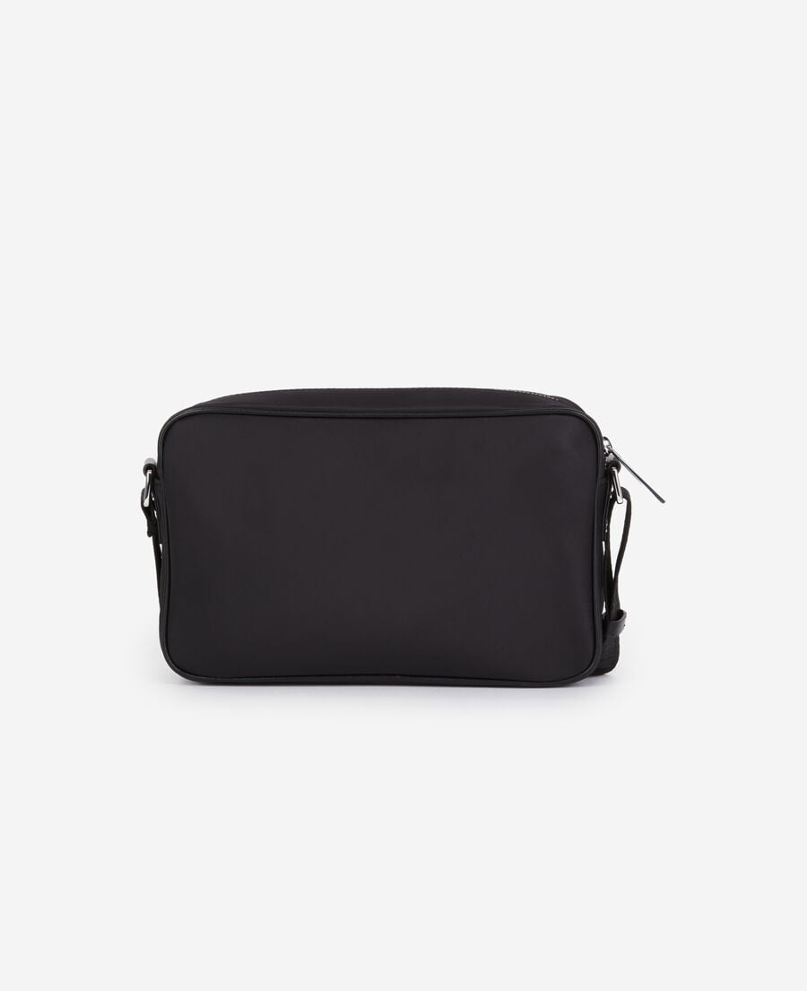 The Kooples HERREN BLACK schwarze messenger-tasche aus leder und nylon