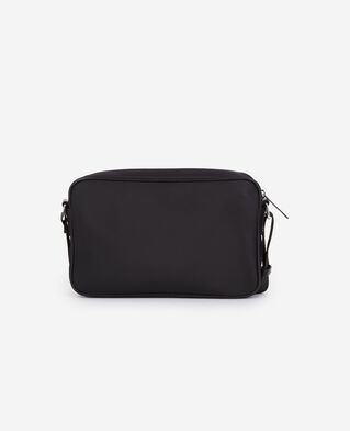 The Kooples HERREN BLACK schwarze messenger-tasche aus leder und nylon