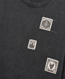 The Kooples HOMME BLACK WASHED sweatshirt avec patchs noir délavé