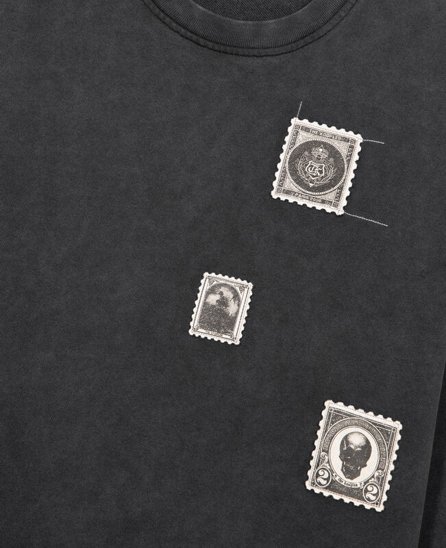 The Kooples HOMME BLACK WASHED sweatshirt avec patchs noir délavé