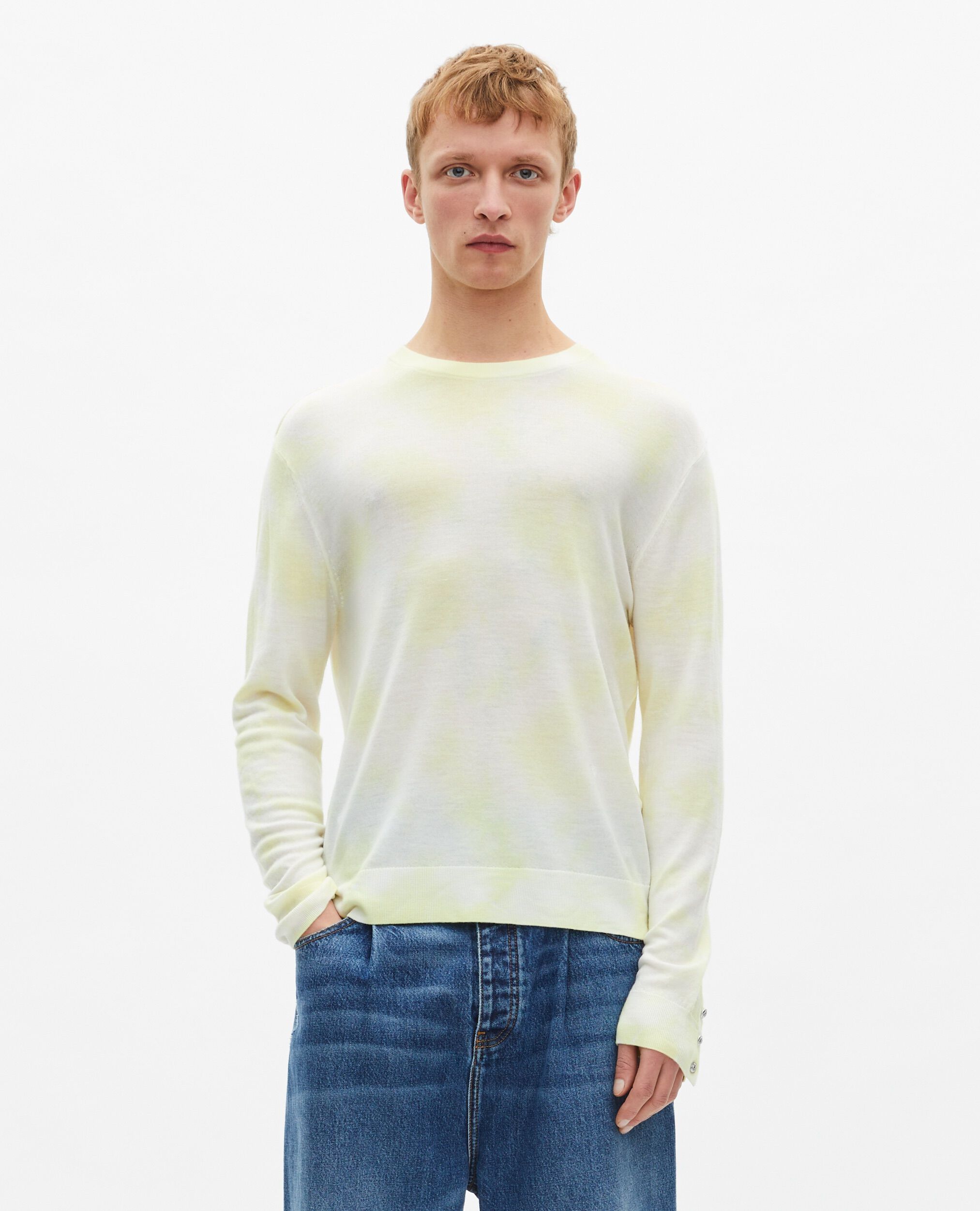 Pull en laine mérinos tie and dye jaune, YELLOW - ECRU, hi-res image number null
