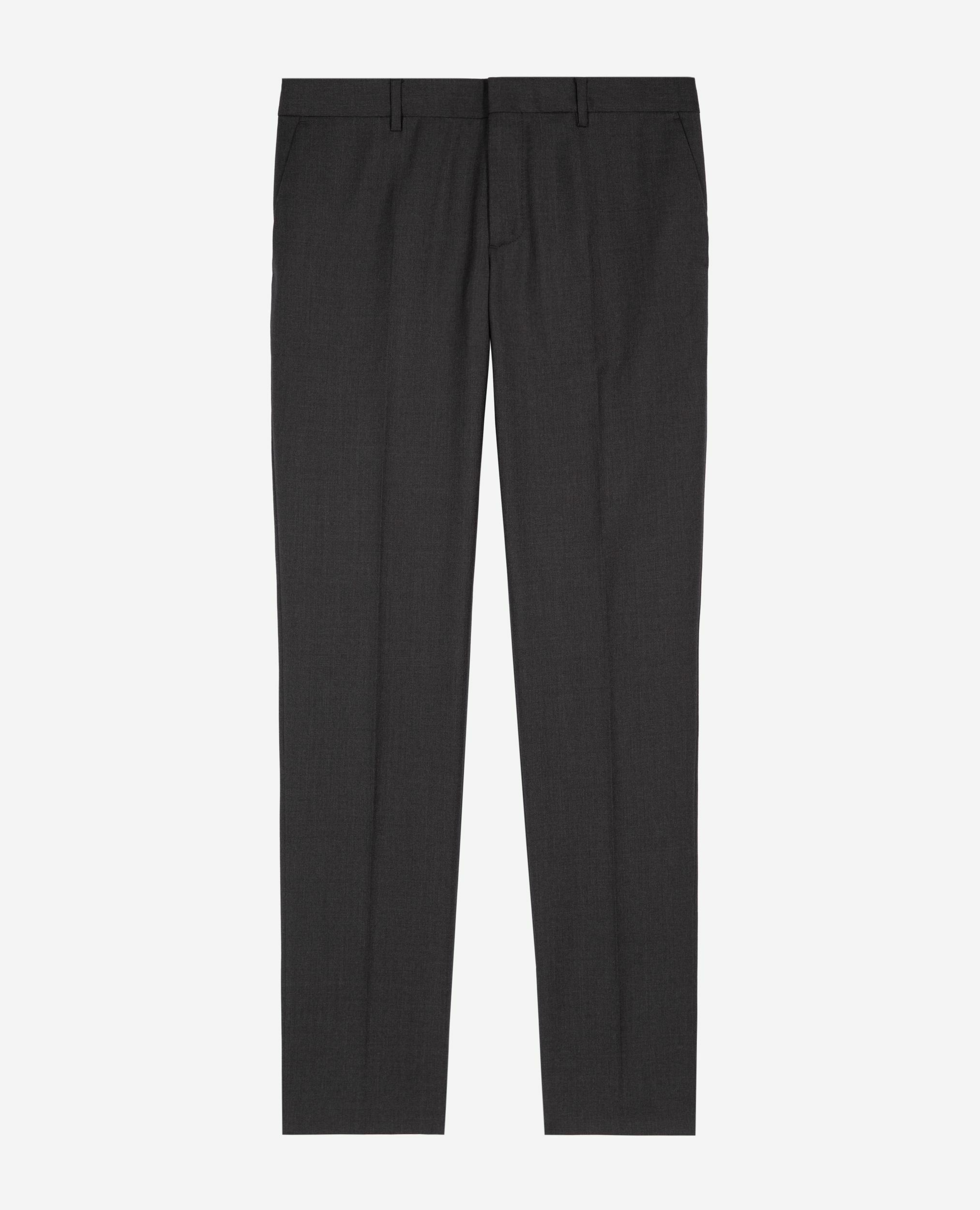 Pantalon de costume en laine ajusté gris, GREY, hi-res image number null
