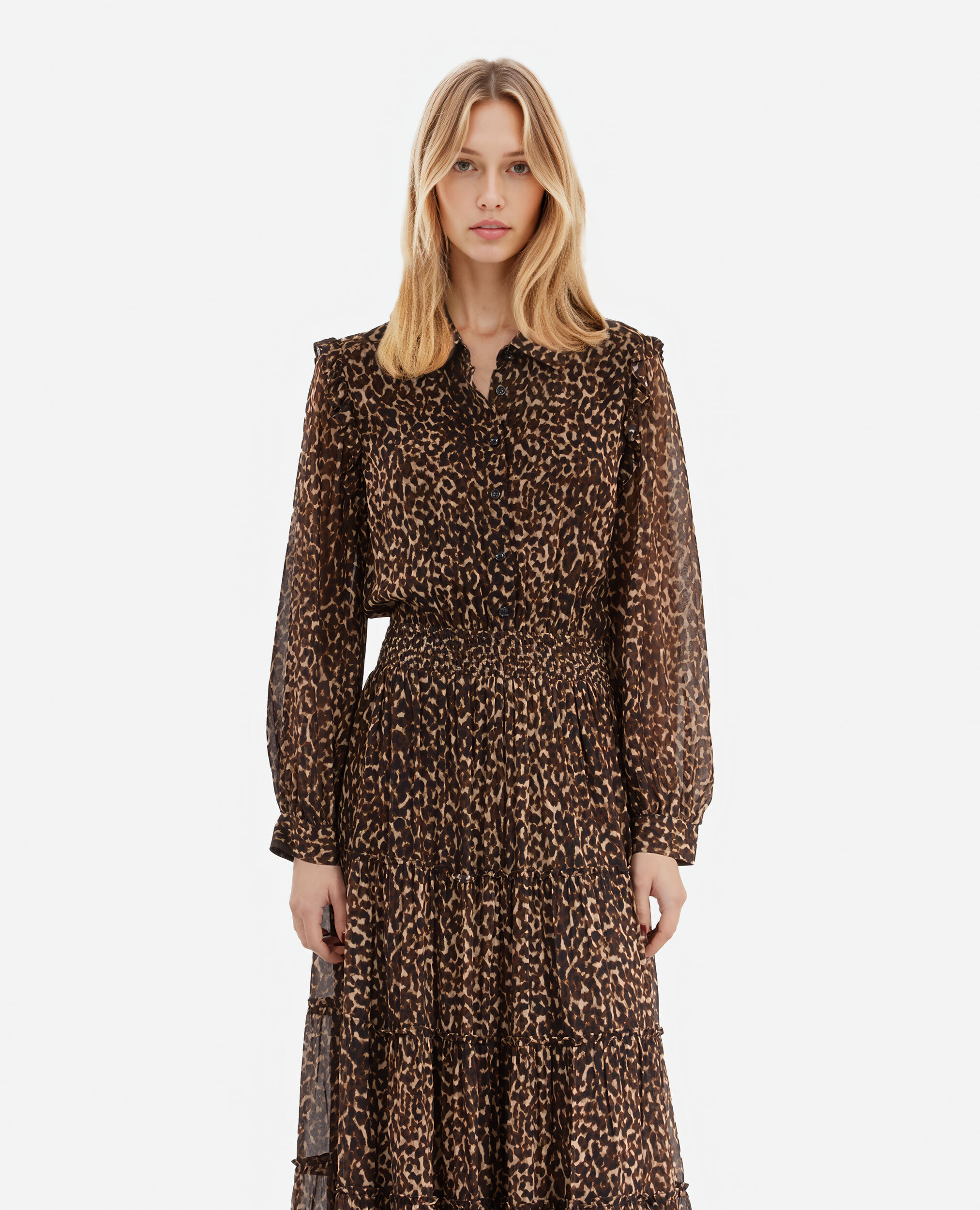 Robe longue imprimé léopard, LEOPARD, hi-res image number null