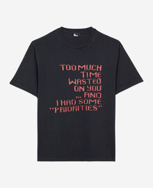 The Kooples HOMME BLACK WASHED t-shirt avec sérigraphie effet tricot noir
