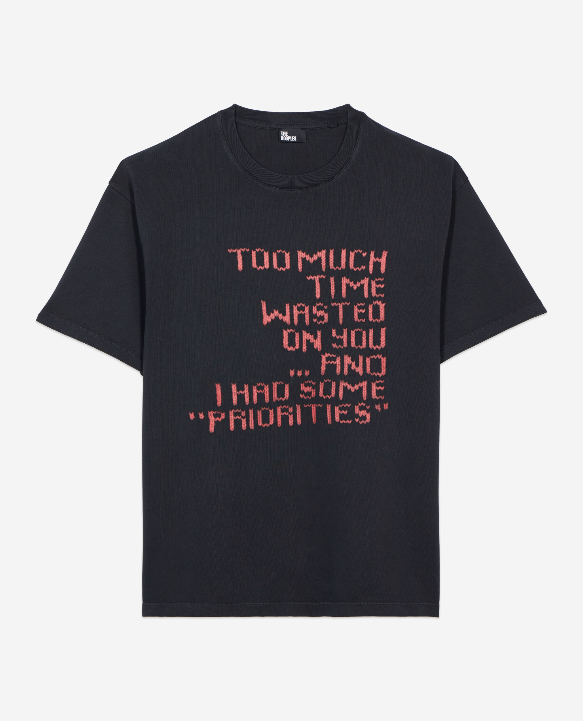 T-shirt avec sérigraphie effet tricot noir, BLACK WASHED, hi-res image number null