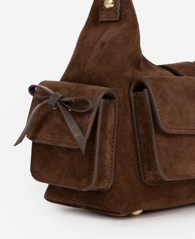 The Kooples FEMME CHOCOLATE sac amelia small en suède marron