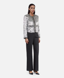 The Kooples FEMME SILVER veste à sequins et perles argentée