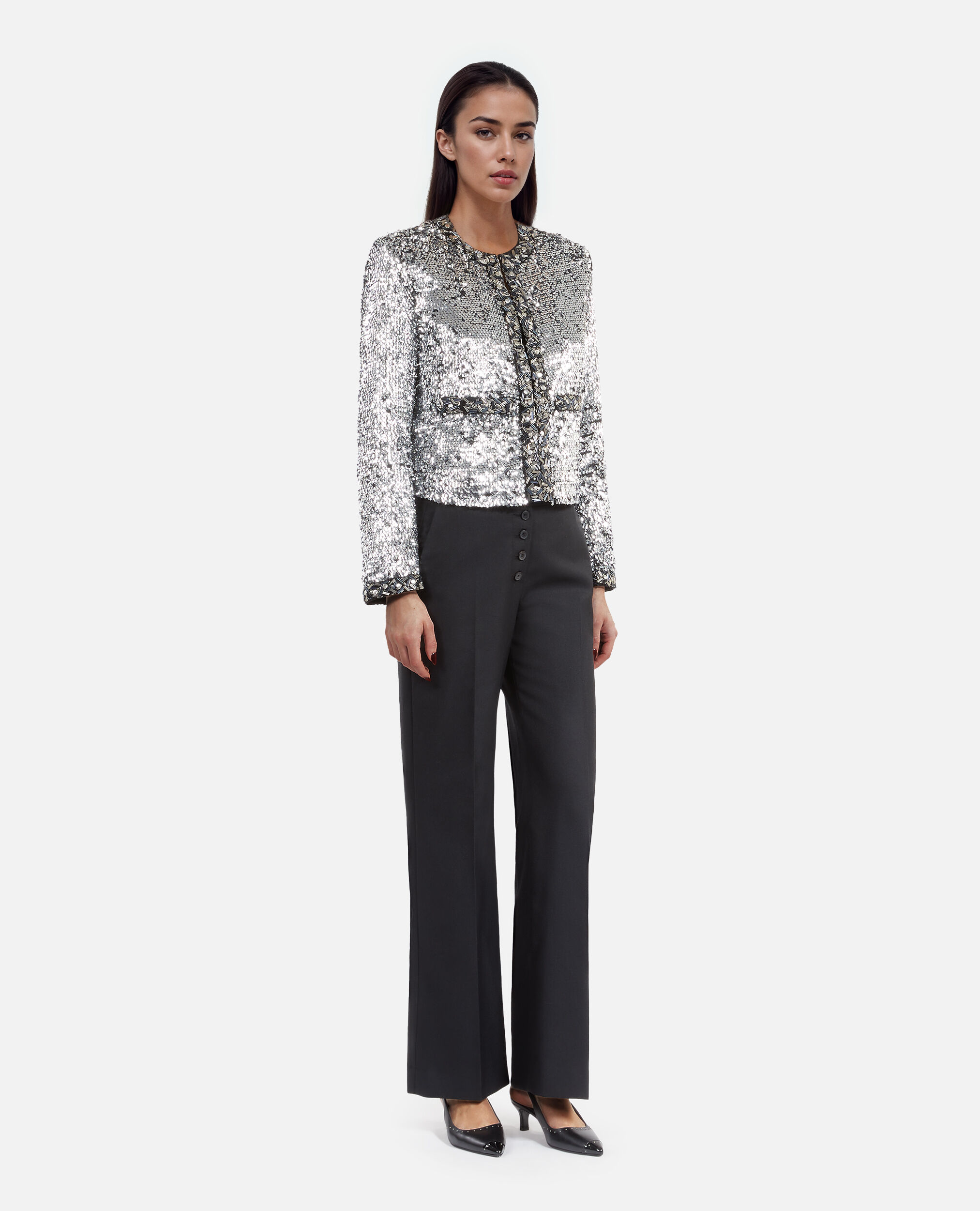 Veste à sequins et perles argentée, SILVER, hi-res image number null