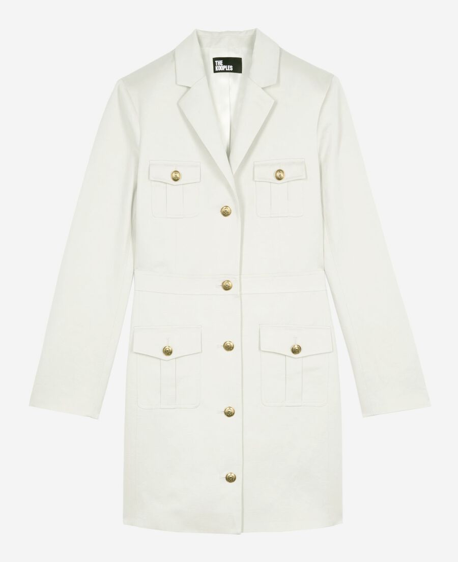 The Kooples WOMEN BEIGE short officer-style dress in ecru linen