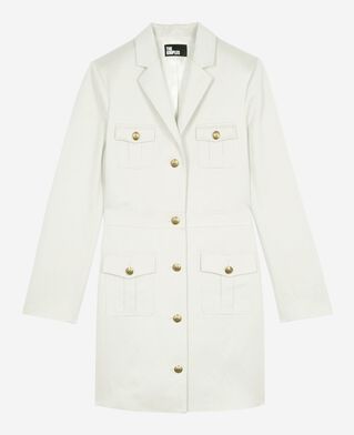 The Kooples WOMEN BEIGE short officer-style dress in ecru linen