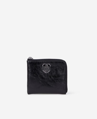The Kooples UNISEX BLACK schwarzes portemonnaie mit wappen aus leder