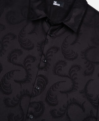 The Kooples MEN BLACK black feather print jacquard shirt