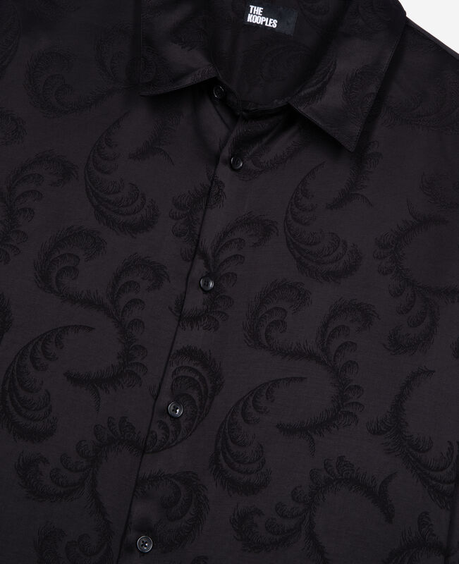 The Kooples HOMME BLACK chemise en jacquard imprimé plumes noire