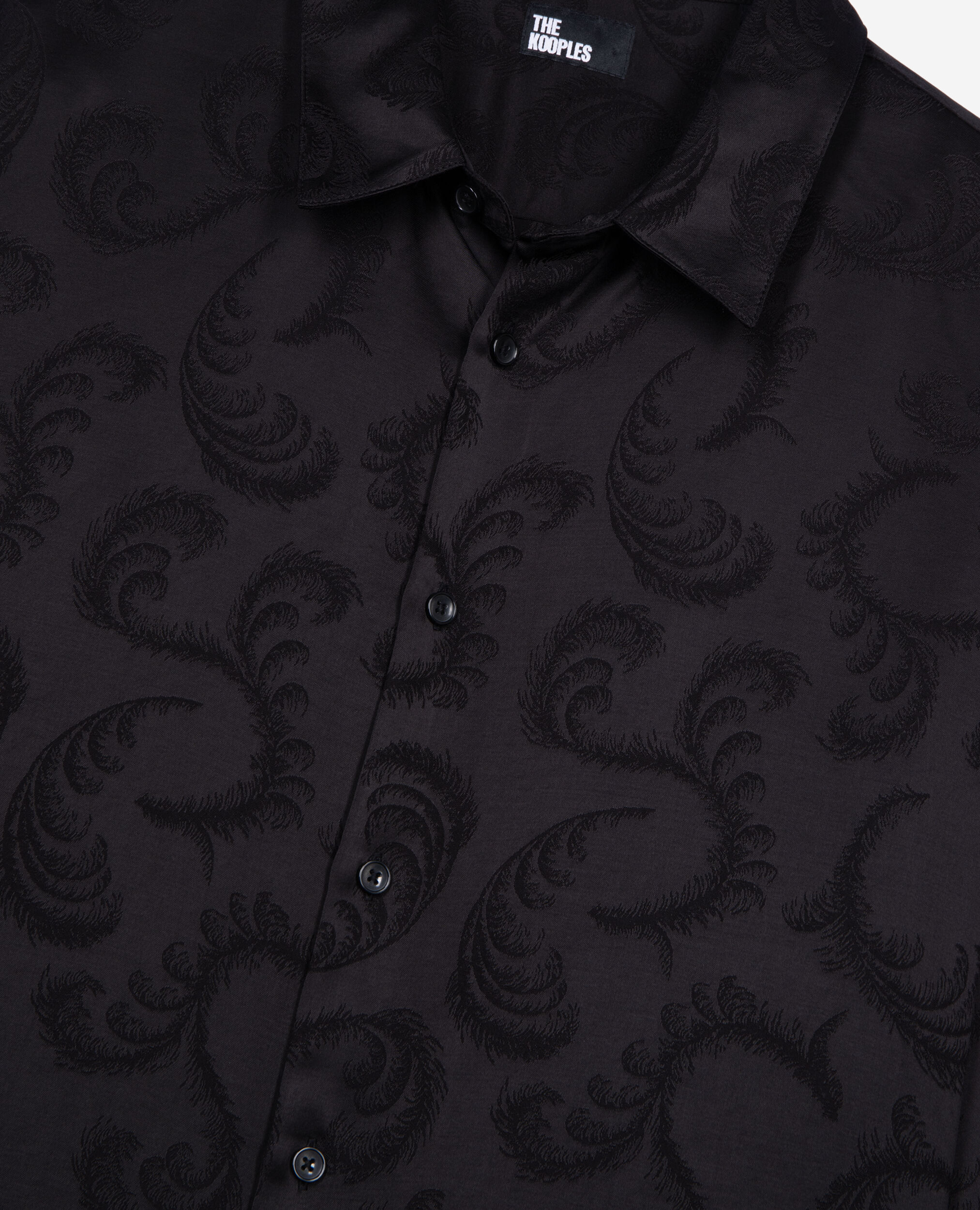 Chemise en jacquard imprimé plumes noire, BLACK, hi-res image number null
