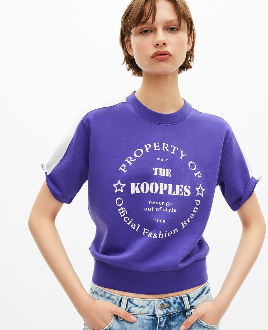 The Kooples FEMME ELECTRIC BLUE sweatshirt manches courtes avec sérigraphie violet