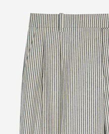 The Kooples FEMME BLANC / BLEU pantalon ample à rayures en coton et lin blanc