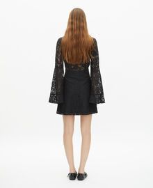 The Kooples FEMME BLACK robe courte à manches évasées en dentelle noire