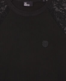 The Kooples FEMME BLACK WASHED t-shirt manches longues en dentelle noir
