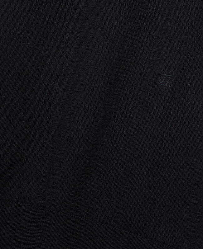 The Kooples HOMME BLACK polo en maille col zippé noir