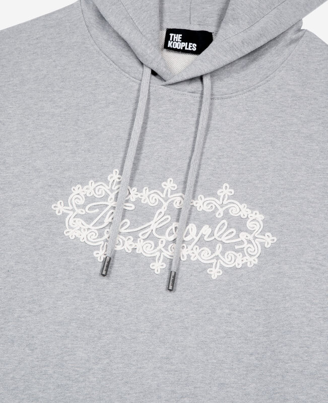 The Kooples HOMME LIGHT GREY MELANGE sweatshirt à capuche avec broderie logo gris