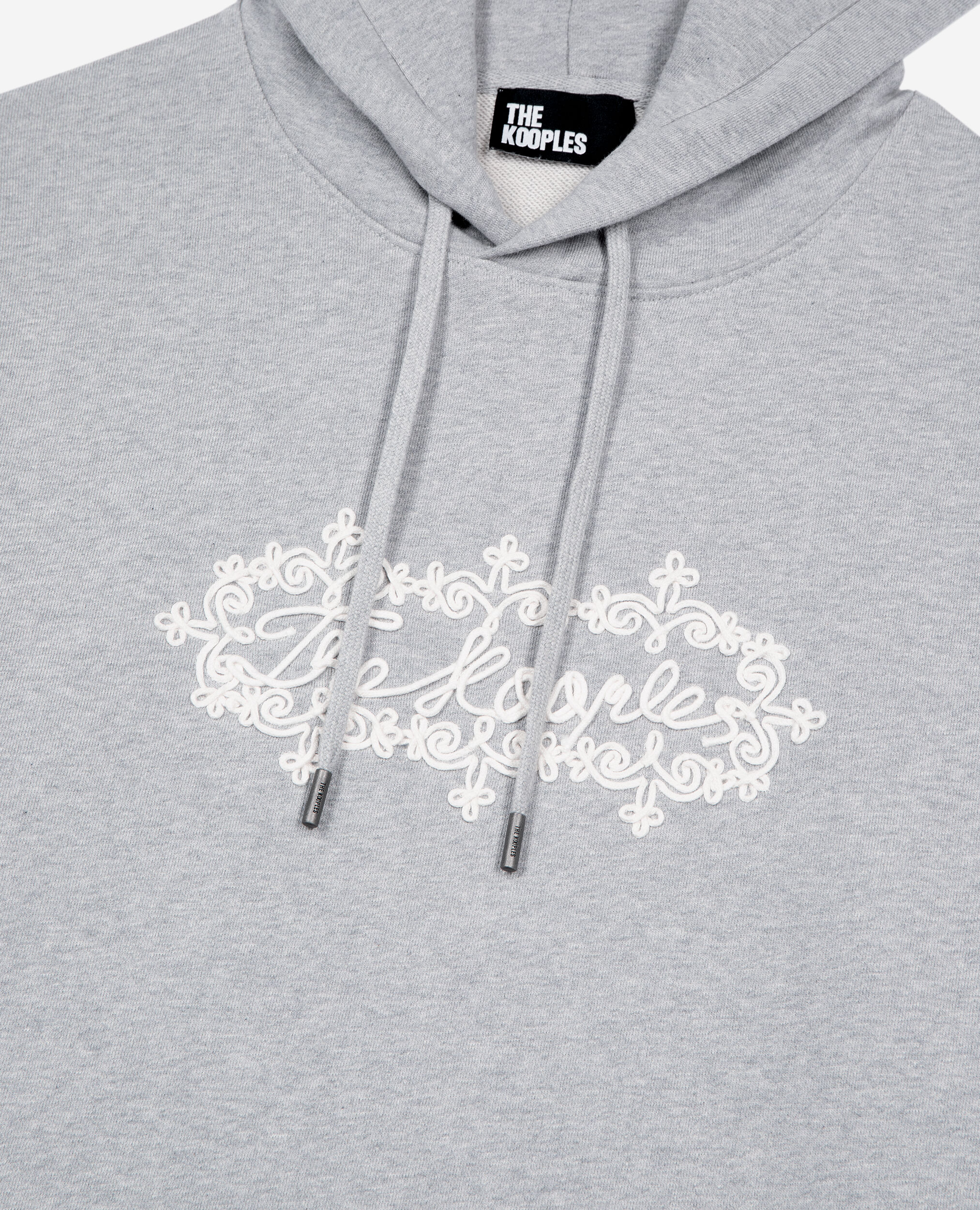 Sweatshirt à capuche avec broderie logo gris, LIGHT GREY MELANGE, hi-res image number null