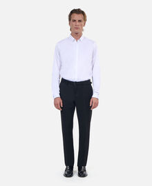The Kooples HOMME BLACK pantalon de costume en laine à ceinture intégrée noir coupe ajustée