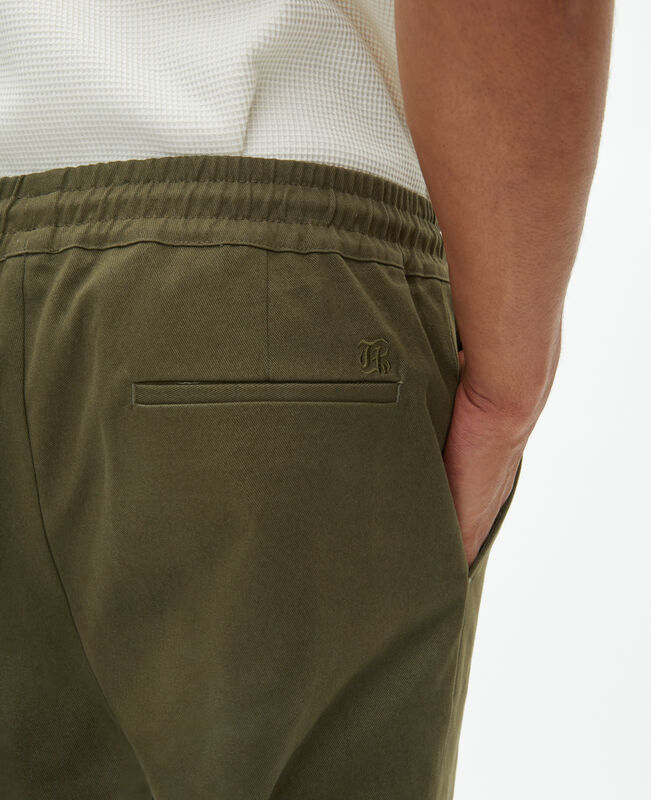 The Kooples HOMME KAKI pantalon droit en coton kaki