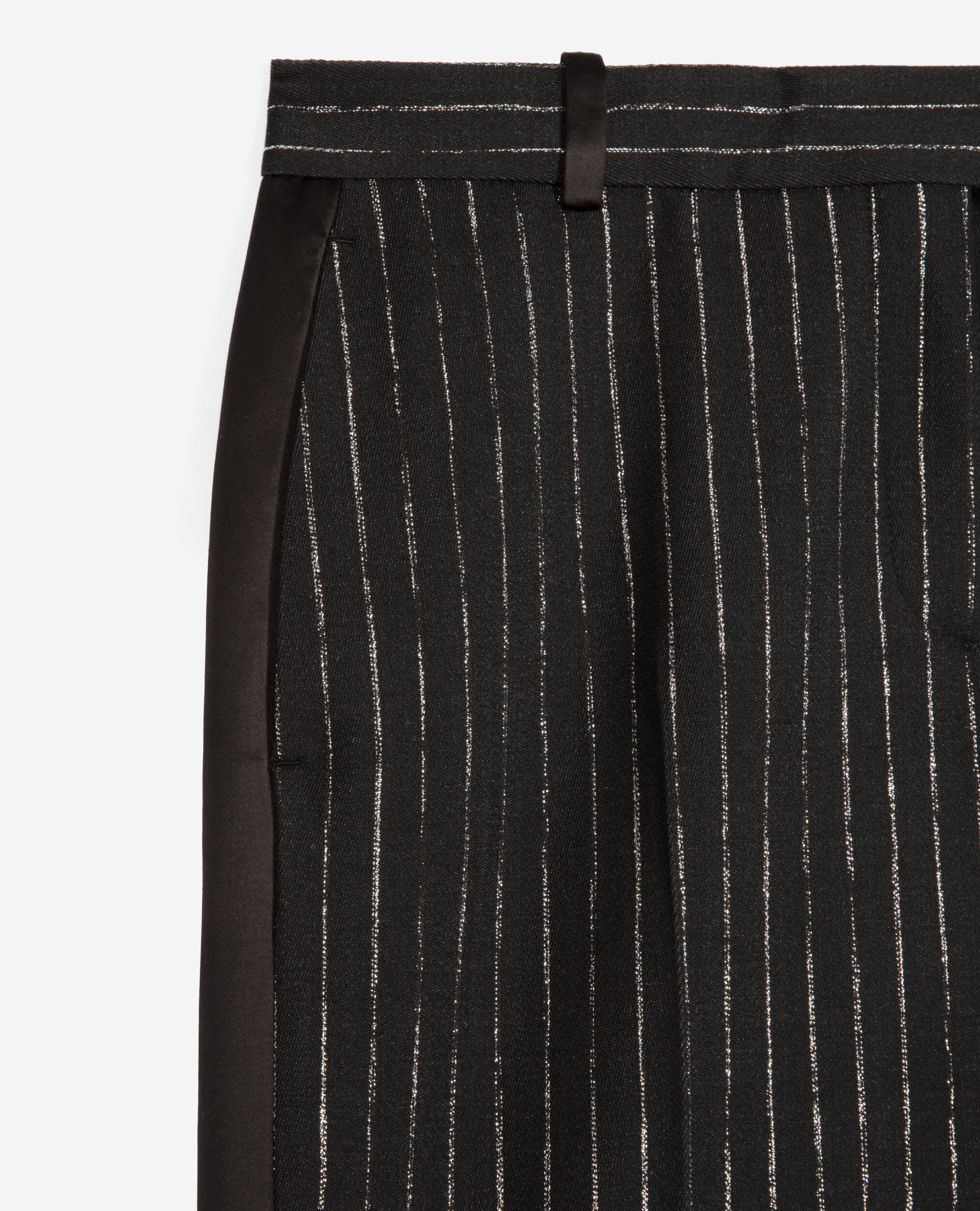 Pantalon tailleur droit à rayures noir, BLACK, hi-res image number null
