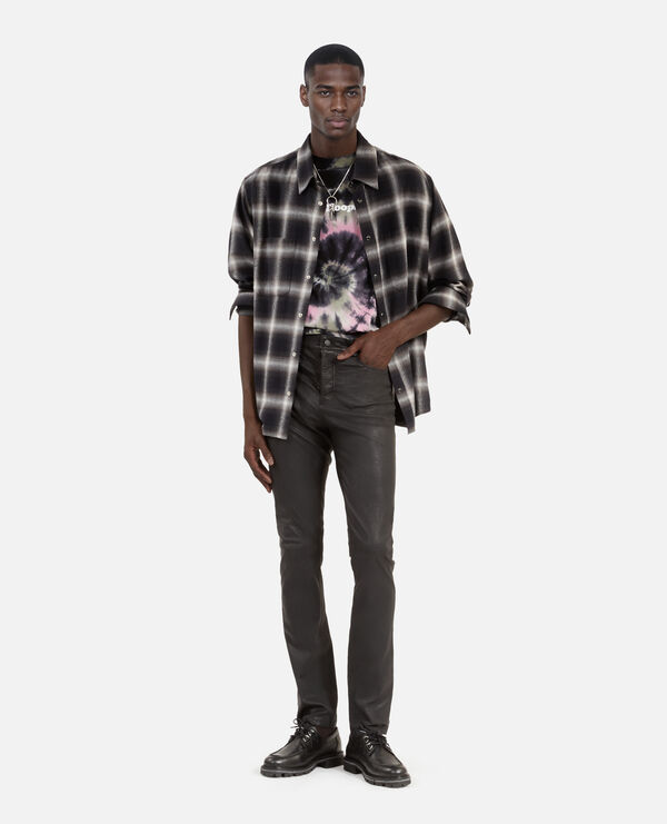 The Kooples HOMME BLACK pantalon slim en cuir noir