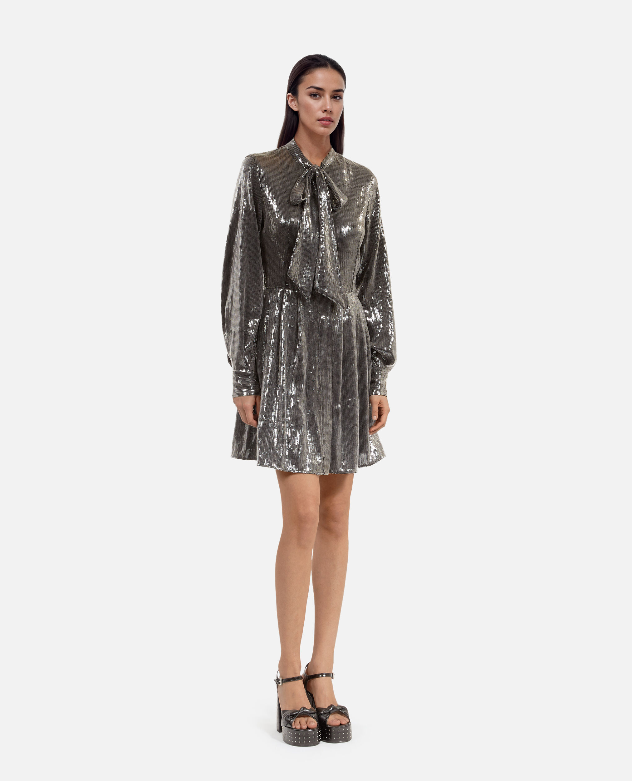 Robe courte à sequins grise, GREY, hi-res image number null